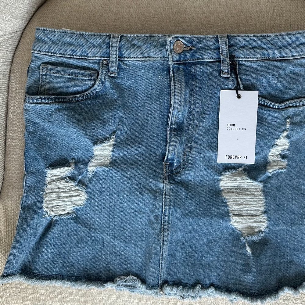 Denim Mini Skirt, Distressed | F21 (Size: 29)